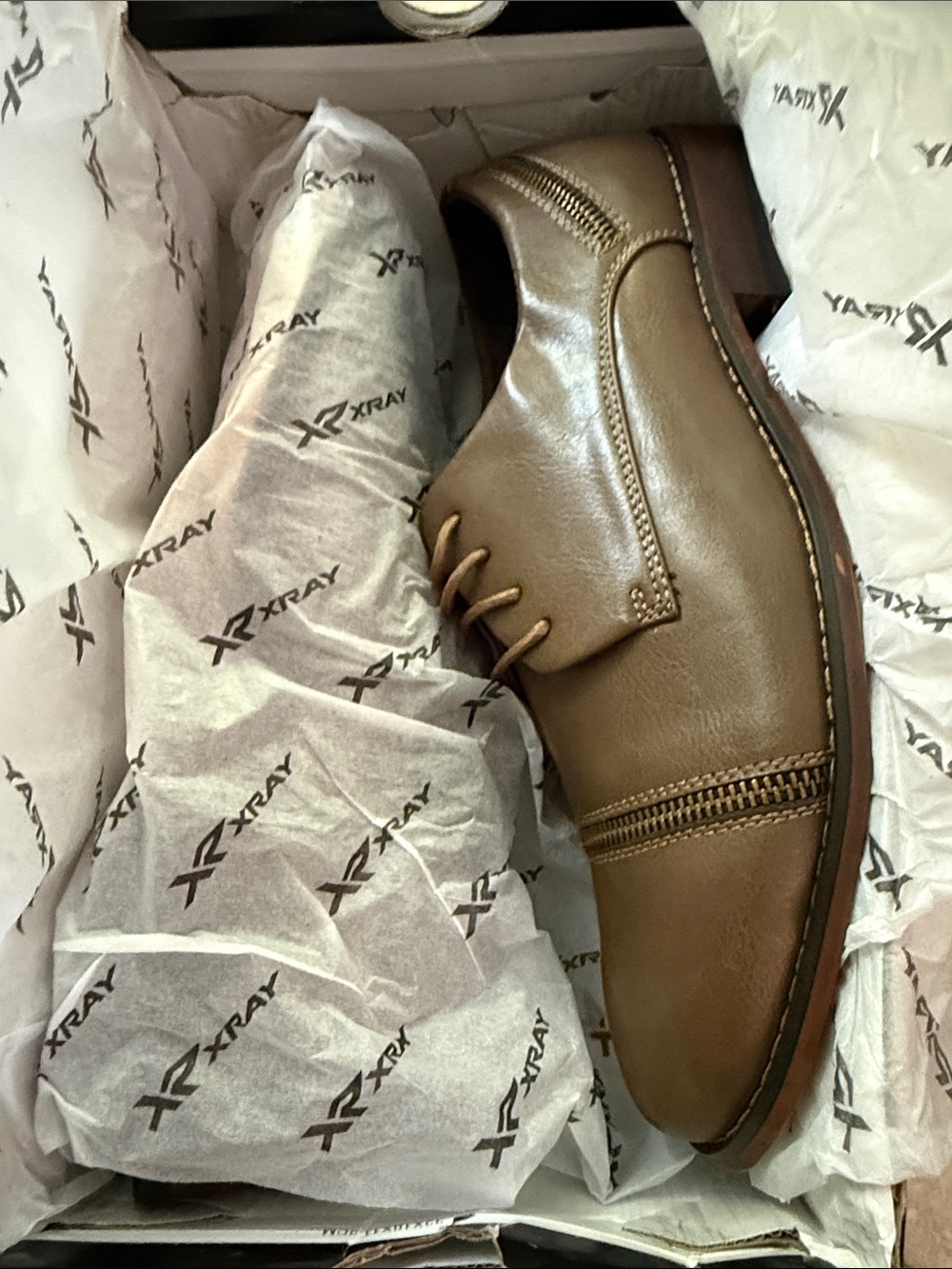 Men's Xray Taupe Brown Leather Dress Shoes - Sz 9 NIB